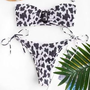 Cow print bandeau bikini